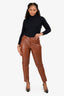 Jason Wu Brown Faux Leather Straight Legged Pants Size L