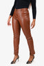 Jason Wu Brown Faux Leather Straight Legged Pants Size L