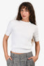 Max Mara White Cotton Cable Knit SS Sweater Size S