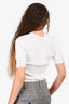 Max Mara White Cotton Cable Knit SS Sweater Size S