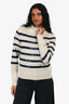 White+Warren Cream/Navy Sequin Cashmere Sweater Size XS