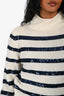 White+Warren Cream/Navy Sequin Cashmere Sweater Size XS