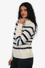 White+Warren Cream/Navy Sequin Cashmere Sweater Size XS