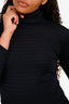 Brunello Cucinelli Navy Wool Blend Glitter Stripe Turtleneck Sweater Size S