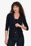 Burberry Navy Wool/Silk Ruched Detail Cardigan Size S
