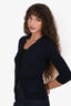 Burberry Navy Wool/Silk Ruched Detail Cardigan Size S