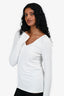 Wolford White V-Neck Long Sleeve Top Size S