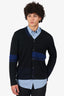 Jil Sander Black/Blue Wool Striped Cardigan Size 54 Mens
