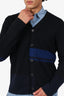 Jil Sander Black/Blue Wool Striped Cardigan Size 54 Mens