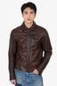 Etro Brown Leather Zip-up Jacket Size L Mens