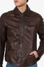 Etro Brown Leather Zip-up Jacket Size L Mens