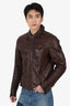 Etro Brown Leather Zip-up Jacket Size L Mens