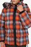 Burberry Red Quilted Checked Cotton-Twill Down Hooded Jacket Size S Mens