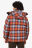 Burberry Red Quilted Checked Cotton-Twill Down Hooded Jacket Size S Mens