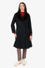 Vintage Long Black/Brown Mink Fur Collar Coat Estimated Size S