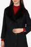 Vintage Long Black/Brown Mink Fur Collar Coat Estimated Size S