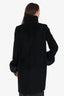 Max Mara Black Alpaca/Wool Fox Fur Cuff Coat Size 8
