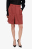 Weekend Max Mara Red Wool 'Belbo' Pleated Shorts Size 38