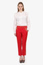 Moschino Couture Red/Gold Pipped Detail Twill Pants Size 6