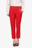 Moschino Couture Red/Gold Pipped Detail Twill Pants Size 6