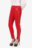 Moschino Couture Red/Gold Pipped Detail Twill Pants Size 6