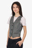 Jason Wu Brown/Gold Metallic Check Waist Coat Size XS