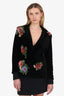Alice & Olivia Black/Floral Velvet Blazer Estimated Size 6