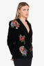 Alice & Olivia Black/Floral Velvet Blazer Estimated Size 6