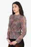 Joie Brown Floral Sheer Sleeve Top Size M