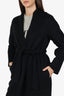 Max Mara Black Cashmere Long Belted Coat Size 12
