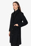 Derek Lam Black Wool/Cashmere Double Breasted Frayed Edge Coat Size 4