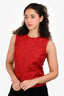 Dolce & Gabbana Red Cotton/Silk Blend Floral Sleeveless Top Size 40