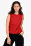 Dolce & Gabbana Red Cotton/Silk Blend Floral Sleeveless Top Size 40