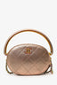 Pre-Loved Chanel™ 2019 Brown Metallic Quilted Caviar Egyptian Amulet Top Handle Camera Case