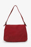Fendi Red Canvas FF Zucca Mama Baguette Shoulder Bag