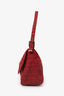 Fendi Red Canvas FF Zucca Mama Baguette Shoulder Bag