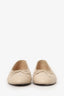 Pre-Loved Chanel™ Beige Lambskin Quilted CC Cap Toe Ballet Flats Size 36.5