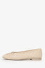 Pre-Loved Chanel™ Beige Lambskin Quilted CC Cap Toe Ballet Flats Size 36.5