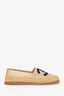 Pre-Loved Chanel™ Beige/Black Satin/Woven Raffia CC Espadrille Flats Size 36