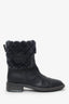 Pre-Loved Chanel™ Black Leather Fur CC Mark Boots Size 36
