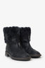 Pre-Loved Chanel™ Black Leather Fur CC Mark Boots Size 36