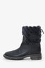 Pre-Loved Chanel™ Black Leather Fur CC Mark Boots Size 36