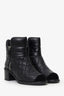 Pre-Loved Chanel™ Black Quilted Leather Velvet Cap Toe Ankle Boots Size 36