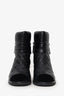 Pre-Loved Chanel™ Black Quilted Leather Velvet Cap Toe Ankle Boots Size 36