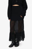 Sandro Black High Waisted Sheer Maxi Skirt Size 1