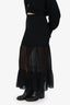 Sandro Black High Waisted Sheer Maxi Skirt Size 1