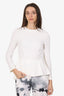 Miu Miu White Peplum Detail Long Sleeve Top Size 40