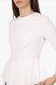 Miu Miu White Peplum Detail Long Sleeve Top Size 40