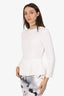 Miu Miu White Peplum Detail Long Sleeve Top Size 40
