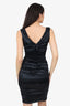 Dolce & Gabbana Black Silk Satin Ruched Knee Length Dress Size 40
